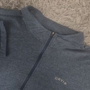 Orvis 1088513‎ Sandy Point Mens XXL Blue Long Sleeve 1/4 Zip Mock Neck Pullover